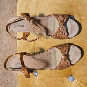 Light brown high heel sandals